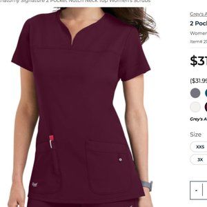 Grey's Anatomy Signature 2 Pocket Notch Neck Top